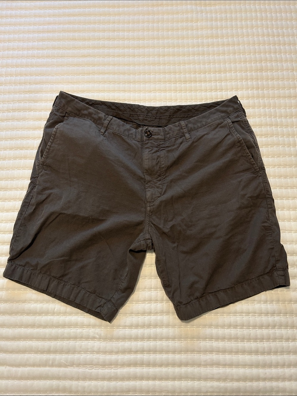 Faherty Charcoal Flat-Front Cotton Shorts 35” Waist